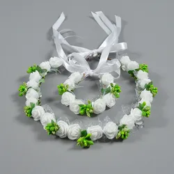 PE Rose Polsband Hoofdring voor Bruiloft Decoratie, Haar Bruidsmeisje Krans, Lood De Rol Haarband Handkleding, 13 Kleuren, 1 Set