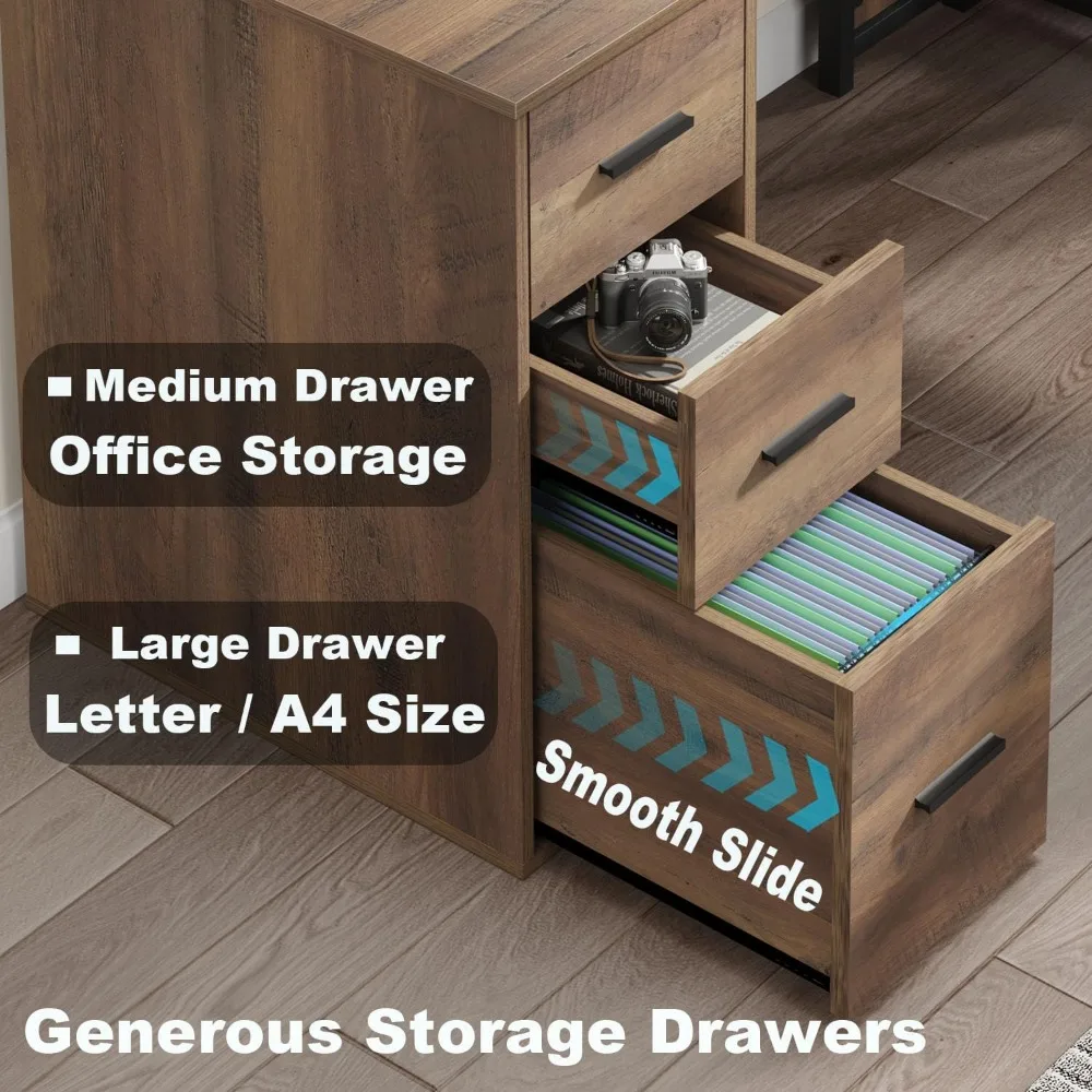 Escritorio de madera en forma de L, escritorio de oficina grande para computadora con archivadores, escritorio ejecutivo reversible en forma de L con cajones, yo