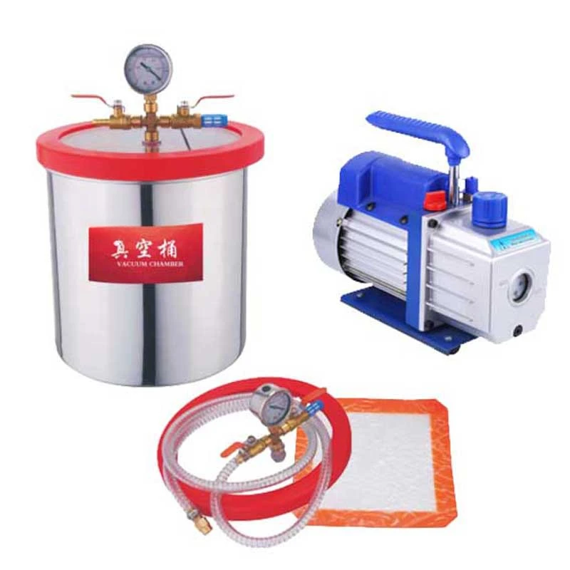 2 gallon vacuum bucket 6 liters defoaming bucket pumping resin AB glue 304 stainless steel vacuum pump matching small metal