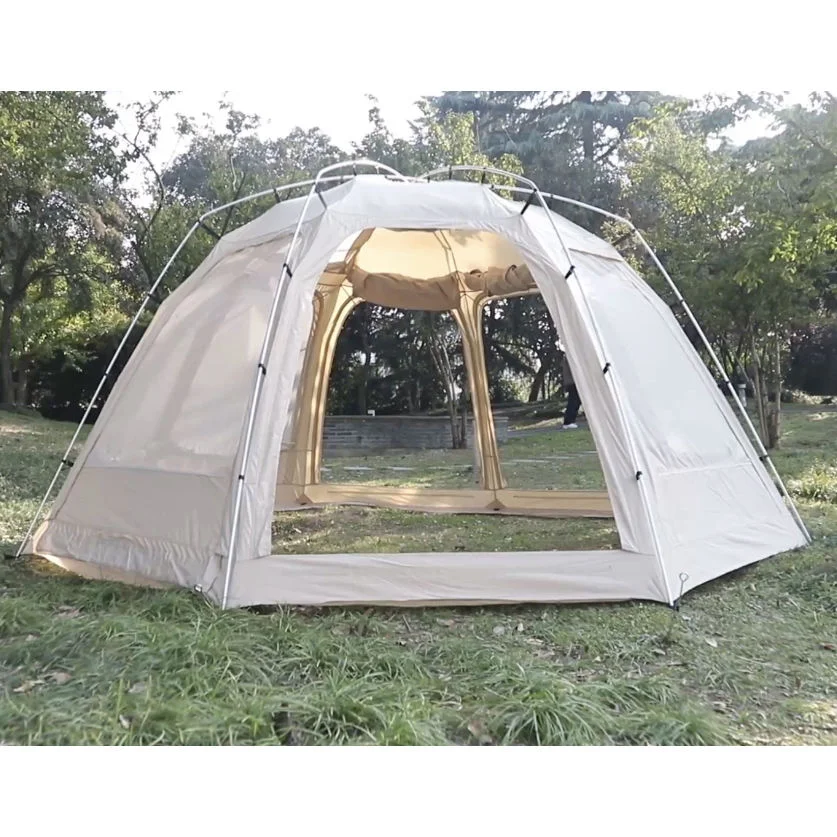Breathable Tc Fabric Ventilation Mesh Waterproof Windproof 6-8 Person Large Dome Tent Outdoor Family Camping Tents