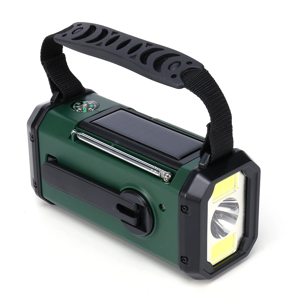 

LED Portable Radio AM/FM/WB 10000mAh Hand Crank Radio Flashlight Reading Lamp Solar Emergency Radio Type-C Charging with Compass