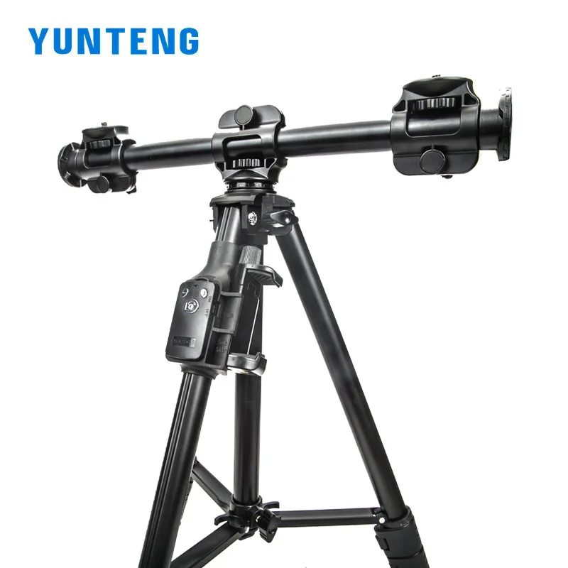 YUNTENG VCT-6109 Haste de extensão de tripé universal profissional Suporte horizontal para fotografia de produtos de estúdio de transmissão ao vivo