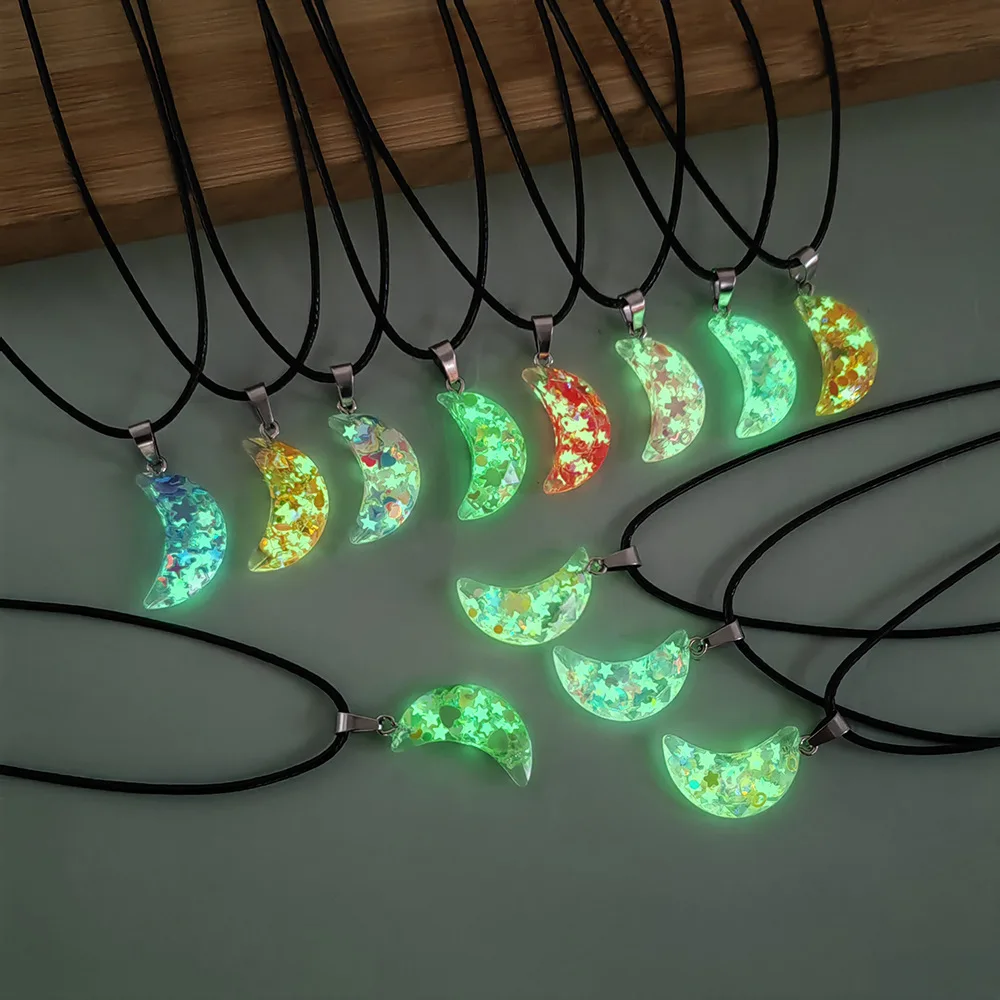 MY6 Resin Glow in the Dark Heart Pendant Necklace, Colorful Luminous Love Charm for DIY Jewelry Making, Gift view 2