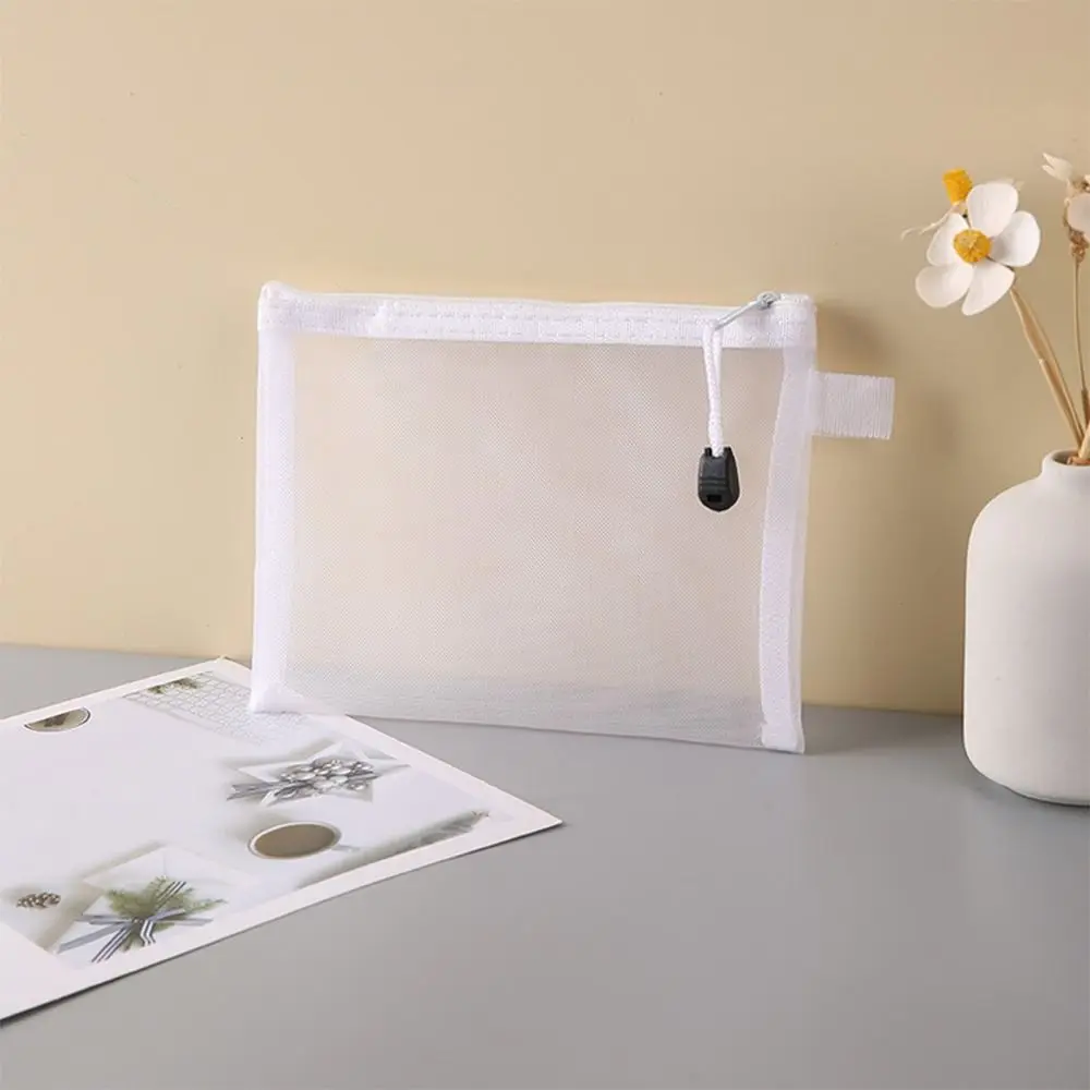 Bolsas de maquillaje para cosméticos, organizador de papel, organizador de documentos, carpeta de documentos, cremallera de malla de gran capacidad