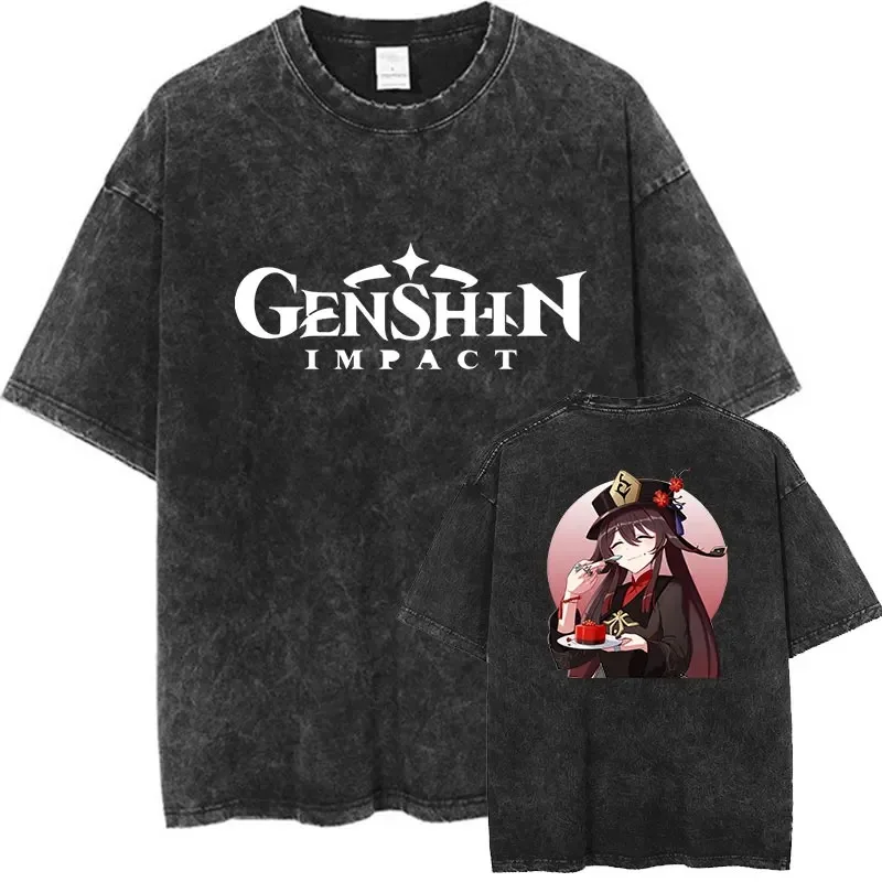 Anime Genshin Impact T-Shirt Women O Neck Cool Summer T Shirts Short Sleeve Tees Fashion Tops Hip Hop Tees Harajuku T-shirts