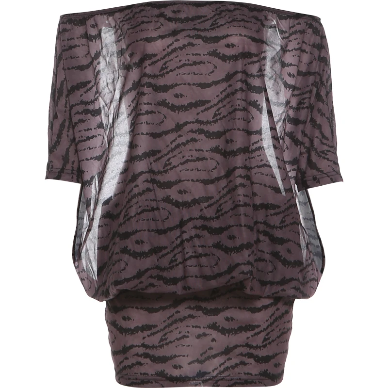 SIstrelinda Wild Hottie Rückenfreies Kleid Damen Sexy Trend Tigerstreifen Fledermausärmel Stretch Midnight Club Street Party Bodycon – Detail 2