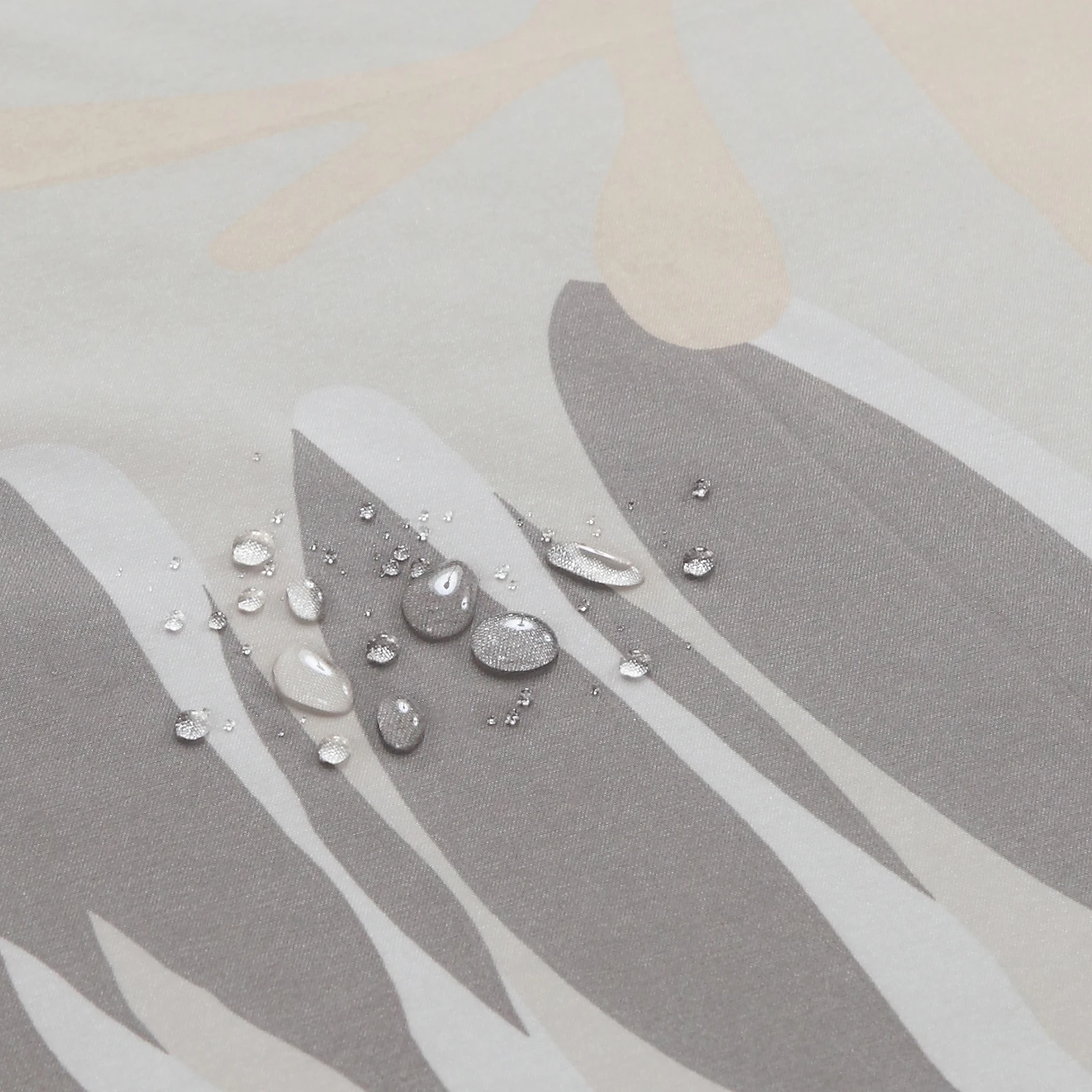 Olivia Grey Flower Polyester Waterproof Taupe Fabric Leaves Printed Decorative Tan Floral Shower Curtain