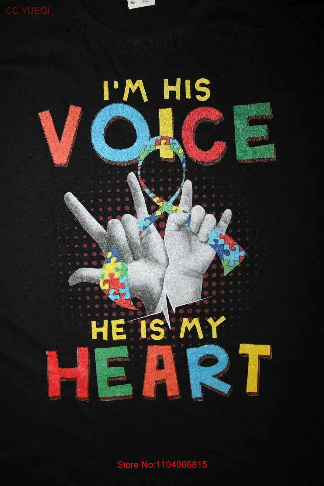 I'M HIS VOICE HE IS MY HEART T-Shirt 2XL,Black