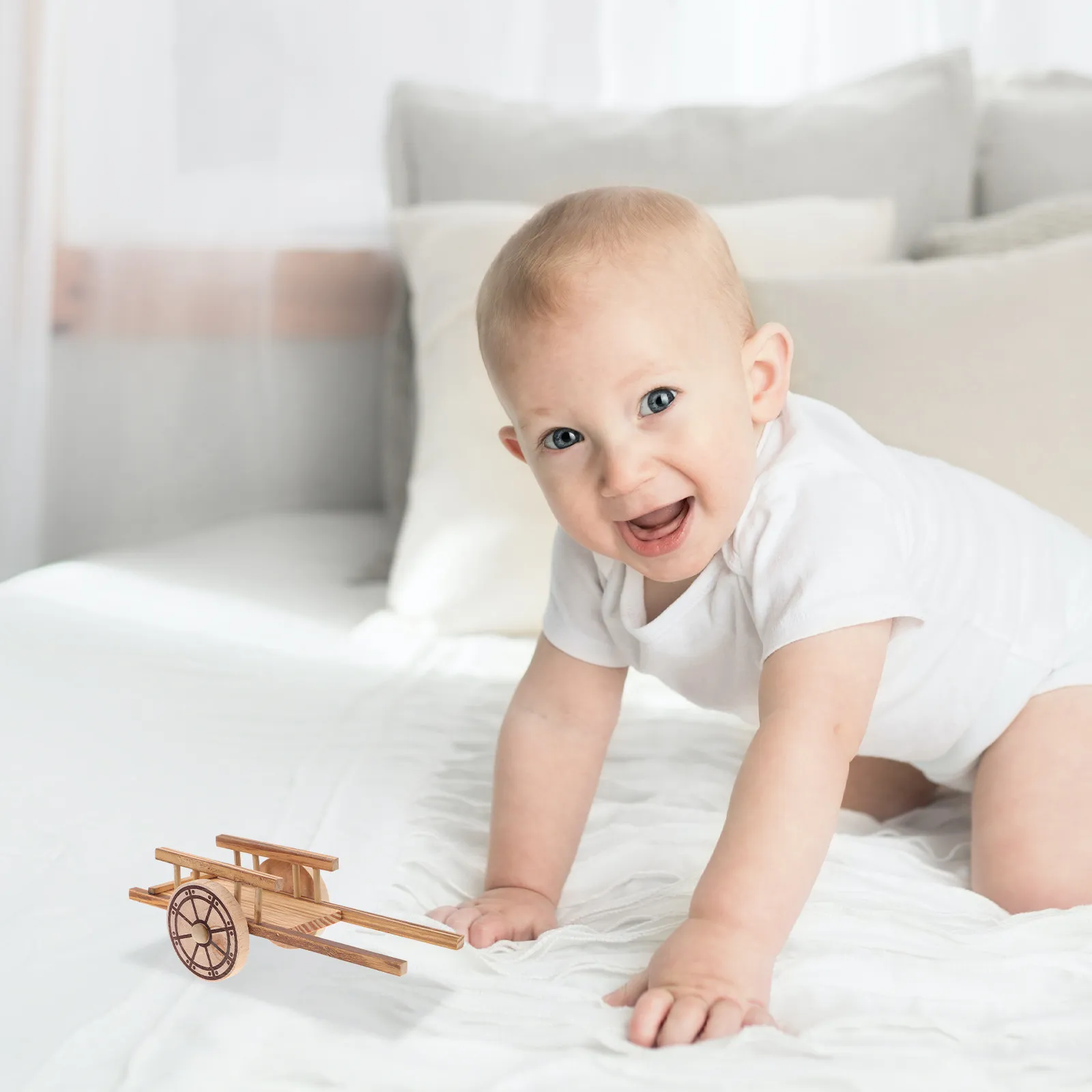 

Wood Cart Miniature Farm Simulation Small Garden Landscape Micro Decor Desktop Bonsai Decoration Small Trolley Model