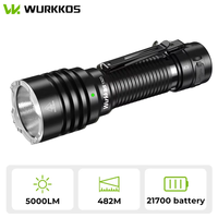 Wurkkos TS23 21700 Rechargeable Tactical Flashlight XHP70.3 HI LED 5000Lm Torch IPX8 Waterproof Two Group Mode EDC Tail Switch