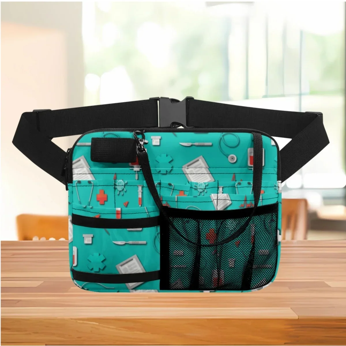 

Medical Nursing Equipment Print Adjustable Waist Bag Portable Practical Multi-Pocket Belt Bag Fanny Pack for Pharmacists Doctor