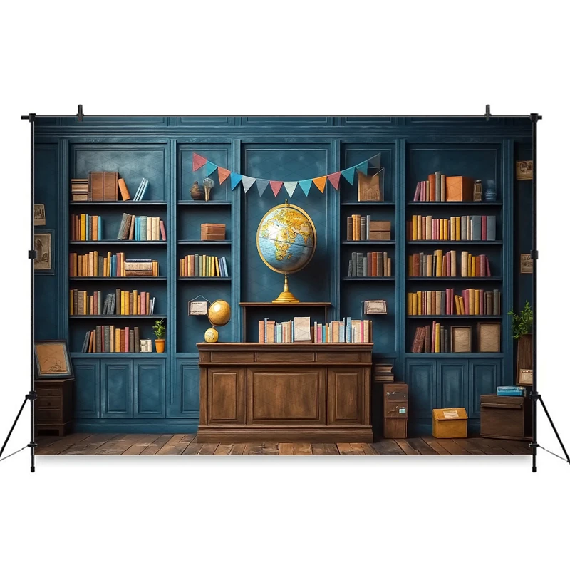 Mocsicka Photography Background Study Bookshelf Decor School Student Kid Portrait Photo Backdrop Studio Shooting Props Wallpaper