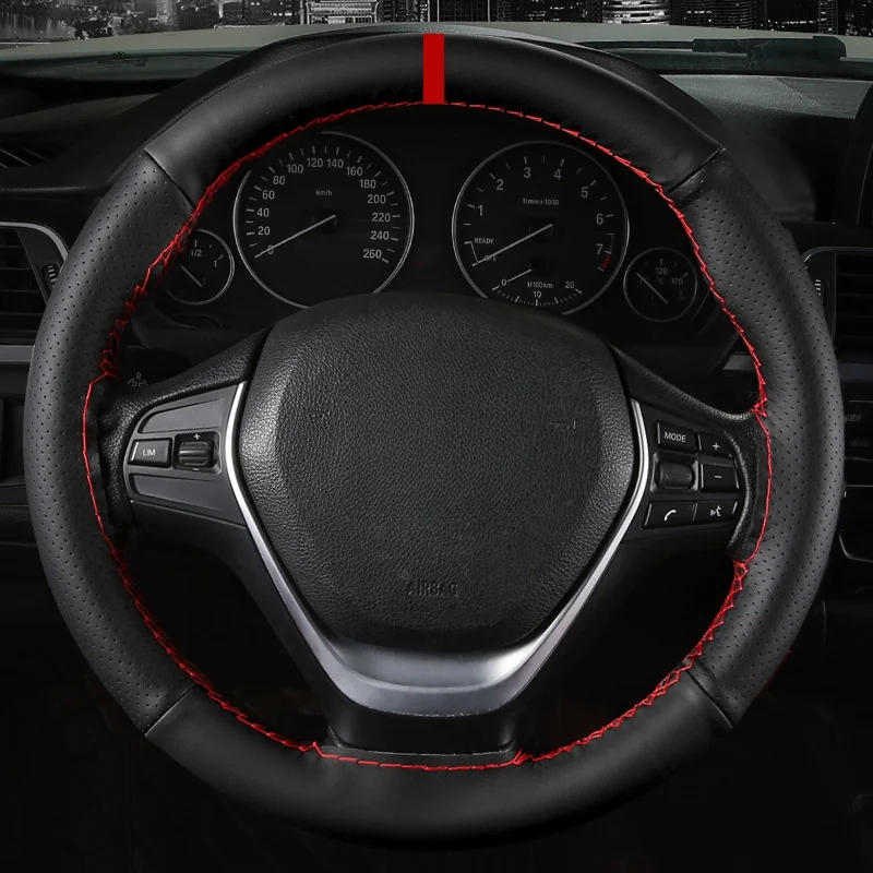 Hand Sewing Steering Wheel Cover 37/38CM Car With Needle And Thread Interior Accessories Auto Interior