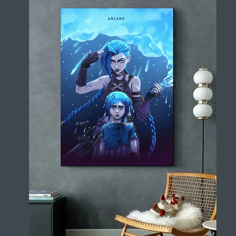 Arcane League of Legends Poster Game Role Jinx Vi Jess Yasuo Posters Canvas Painting Wall Art Picture Bar Home Decor Cuadros