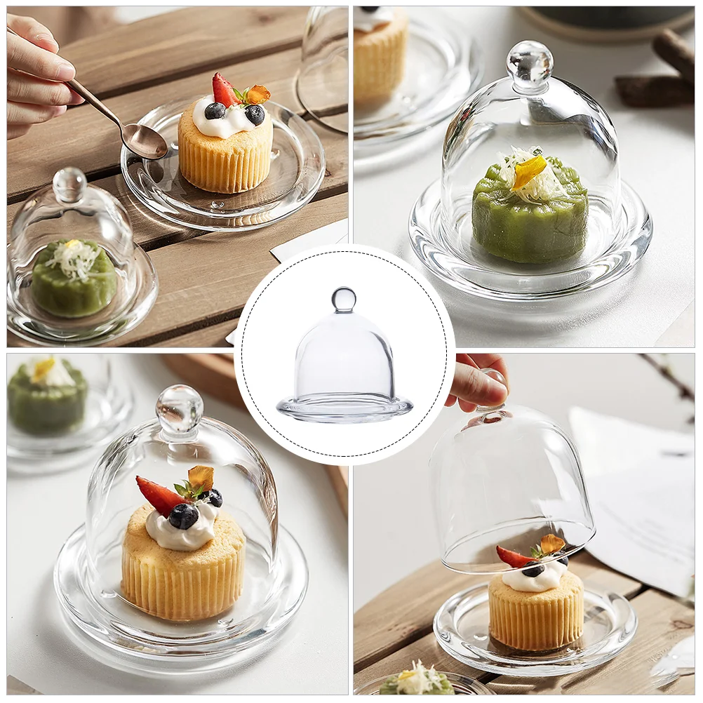 Cake Butter Plate Round Tray Holder Dessert Dish Glass Tray With Transparent Lid Fruit Plate Food Container