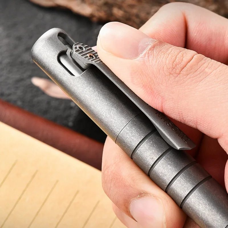 Luxury Bolt Action Pen Titanium Alloy Tactical Pen Window Breaker G2 Retractable Ballpoint Business Signature Writing Pen 