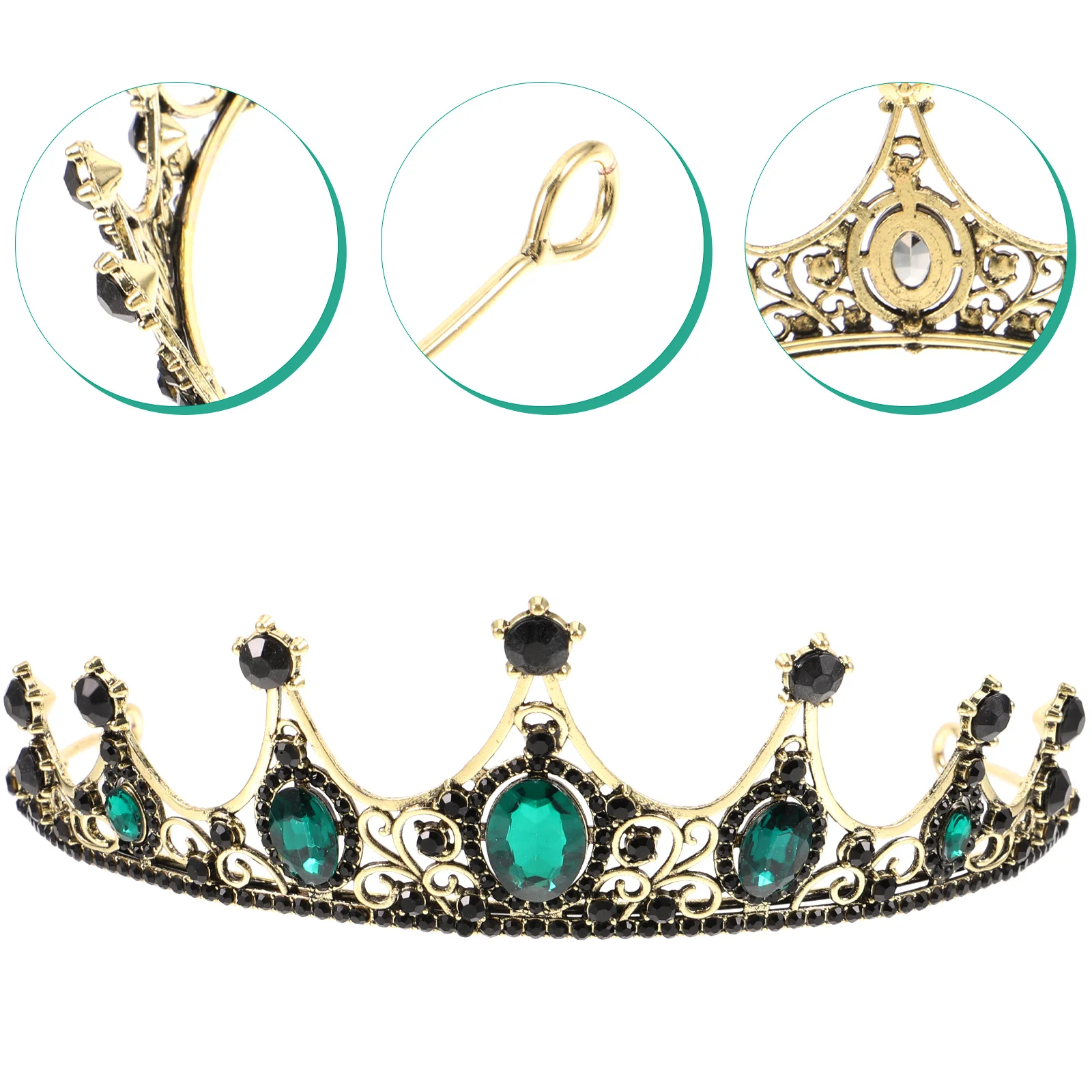 

Girl Headbands Baroque Crown Bridal Tiara Comb Crystal Bride Hair Accessories Headdress Women Green Wedding