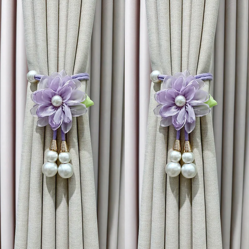 Novos Laços Criativos para Cortinas em Forma de Flor de Pérola Ajustáveis Modernos Minimalistas para Fixação e Pregueado de Cortinas Transparentes