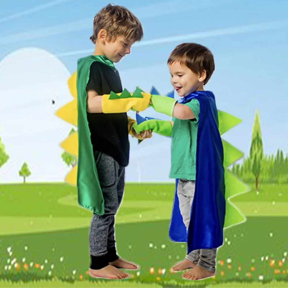 Disfraz de dinosaurio para niños, conjunto de guantes de capa, máscara de fieltro de dragón, vestido para niñas, capa para niños, fiesta de carnaval, vestido para niños, regalo de cumpleaños