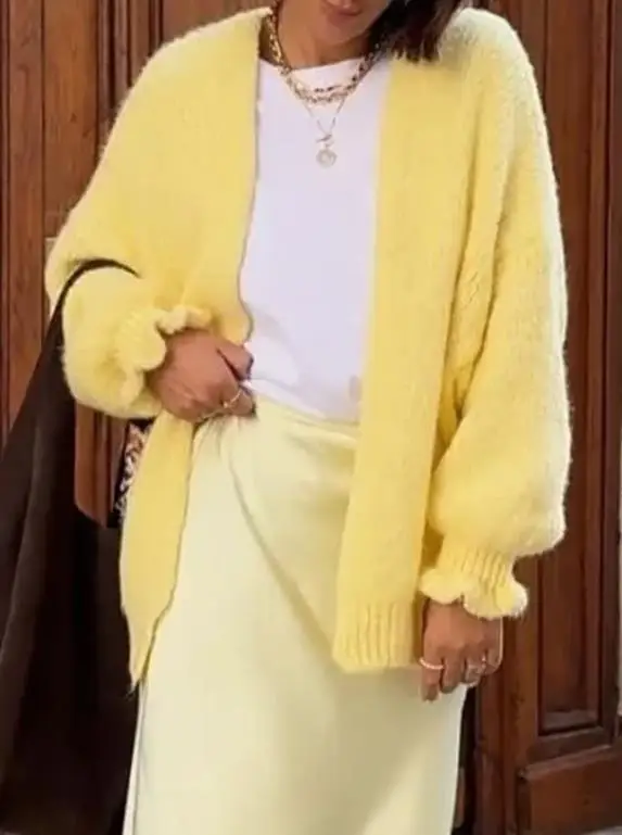 

Elegant Women's Clothing 2025 Autumn Winter Casual Solid Color Long Sleeved Shirt Top Sweater Commuting Fashion Cardigan Sweater