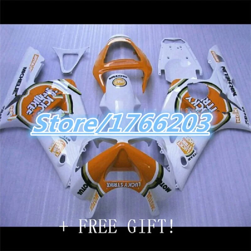 LUCKY STRIKE white orange Fairing for Ninja ZX6R 03 04 ZX6R 2003 2004 ZX 6R ZX-6R 636 2003-2004 Fairing