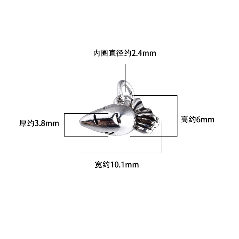 S925 pure silver vintage radish pendant beaded bracelet DIY accessory