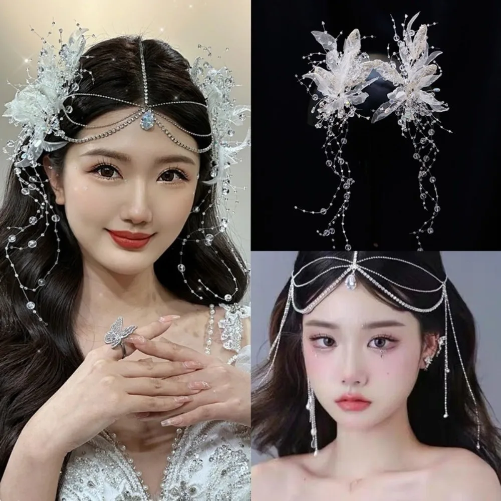 Shining Crystal Hairclips Elegant Luxury Bridal Hair Accessories Leaves Design Exquisite Decorative Clips Special Occasions