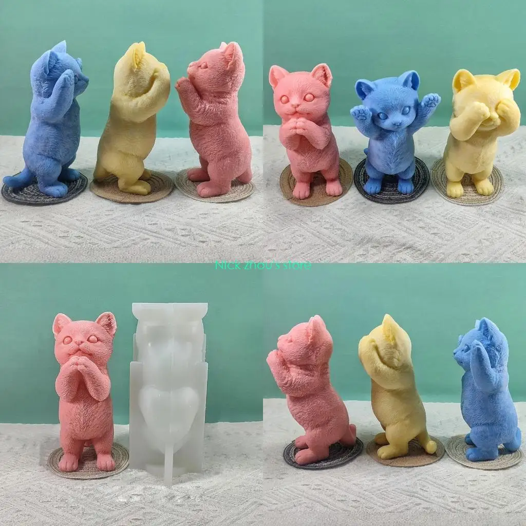 

E15E 21cm Standing Silicone Mold Animal Appearance Wax Silicone Mould Home Decors Gift for Chochlate Making