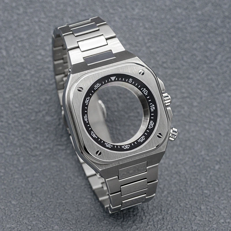 مقاوم للماء حزام ساعة من الفولاذ المقاوم للصدأ ، الياقوت كريستال الظهر الغوص ، حافظة مربعة تناسب ، Seiko NH35 NH36 7S 4R الحركة