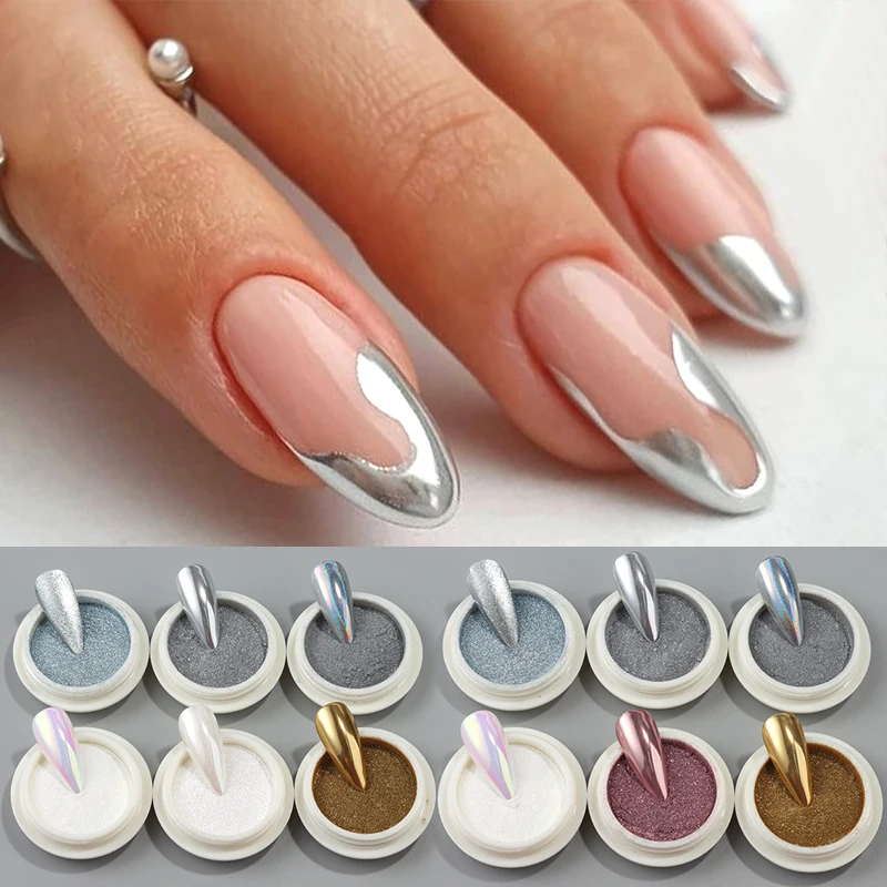

6 шт., золото, серебро, металлик, зеркальная пудра для ногтей, жемчужно-белая русалка, хромированный пигмент, голографический кошачий глаз, магнитный блеск для ногтей, пыль