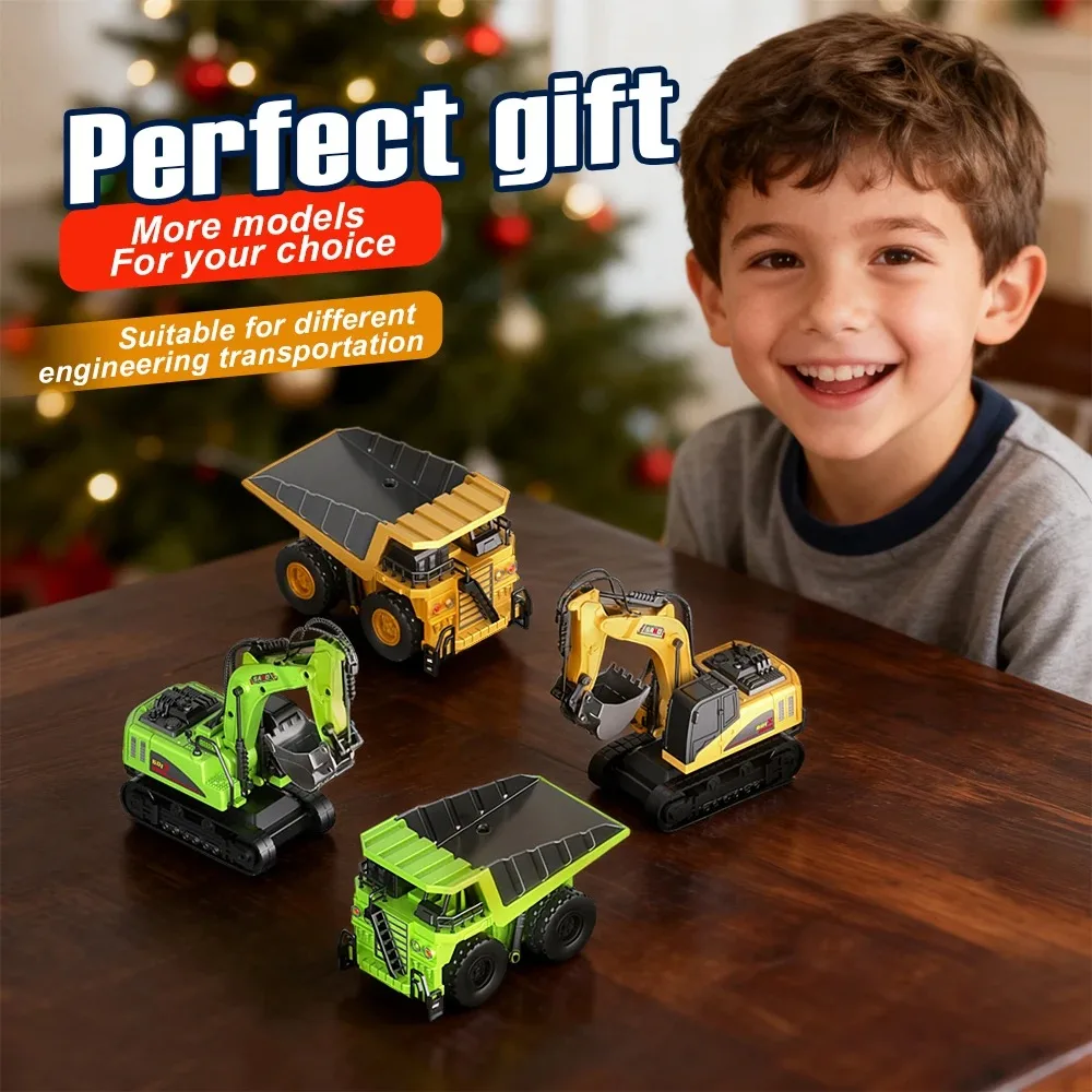 Bluetooth Remote Control Crane And Forklift Two-in-One Desktop Mini Alloy Toy Car Model With Trailer Christmas Gift In Color Box
