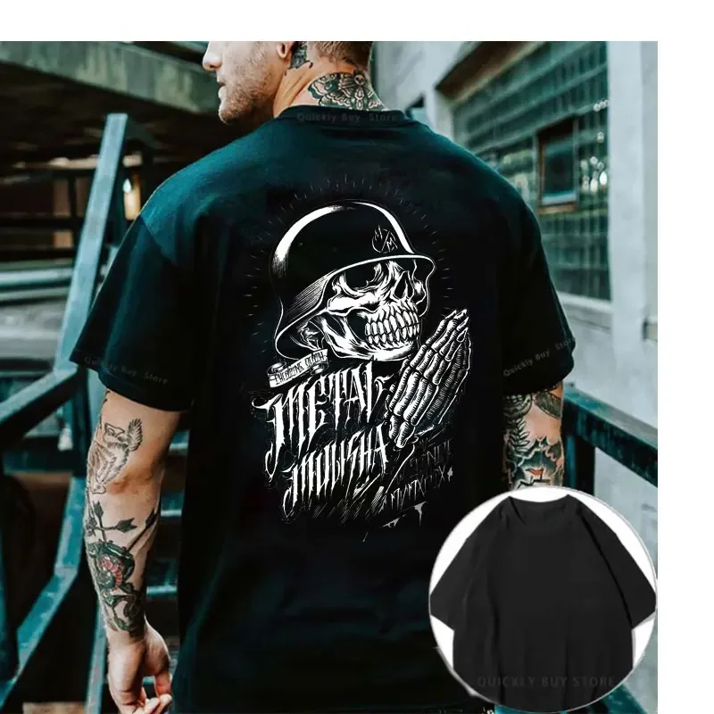 Metalowa Mulisha czaszka T-Shirt męska odzież Grunge T-Shirt dla par ubrania Anime estetyczna odzież damska koszulka koszule w stylu Harajuku