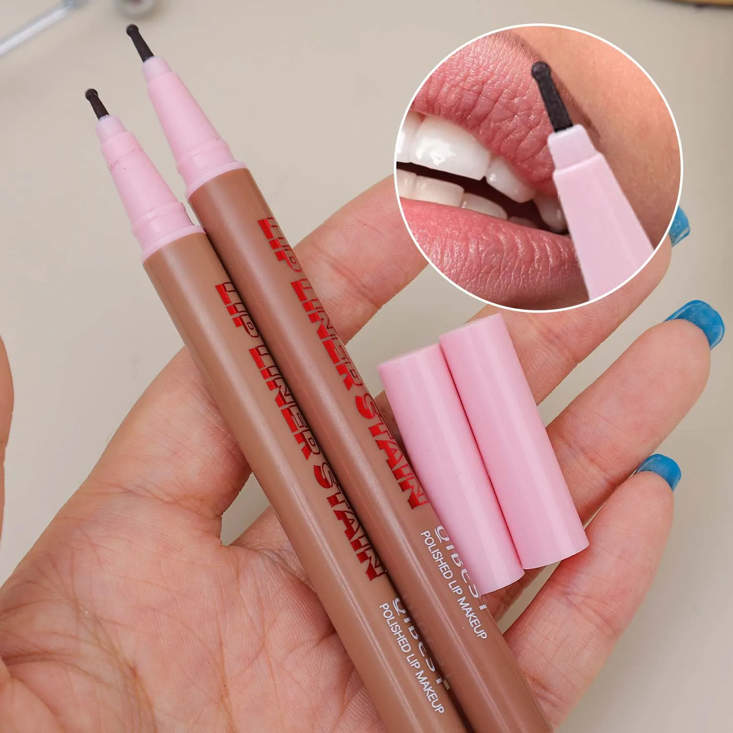 أحمر شفاه بني ملمع غير لامع قلم تحديد شفاه عاري يدوم طويلاً مقاوم للماء أحمر شفاه ناعم مخطط شفاه كونتور مكياج مستحضرات التجميل