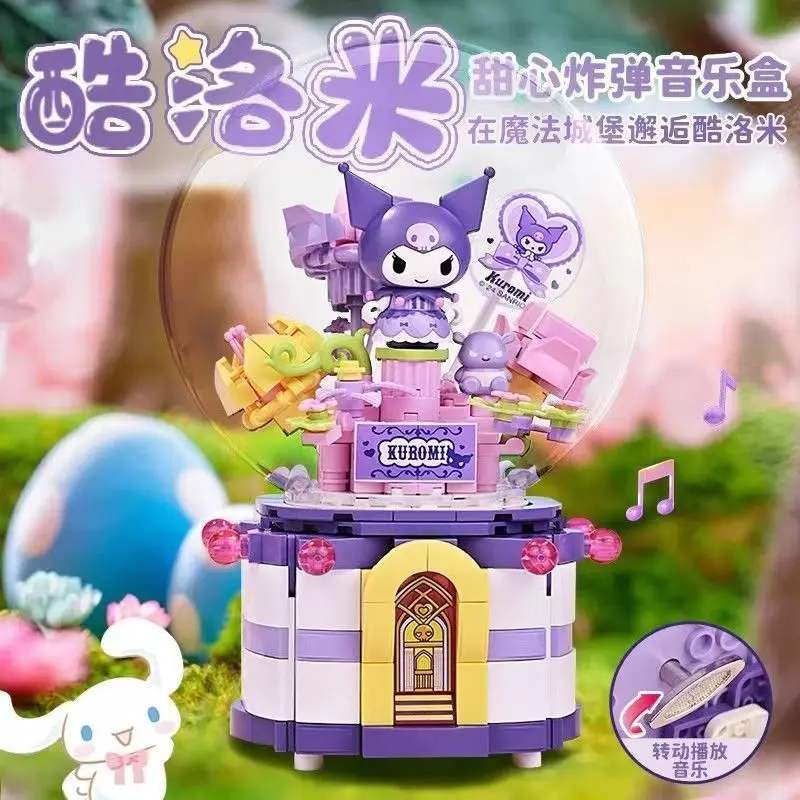 In Stock Keeppley Sanrio Building Blocks Kuromi Hello Kitty Cinnamoroll My Melody Assembly Model Toys Music Box Birthday Gifts