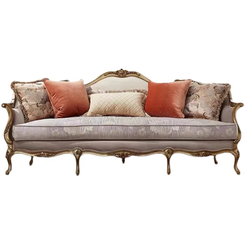 

High-end luxury French solid wood sofa combination 123 living room