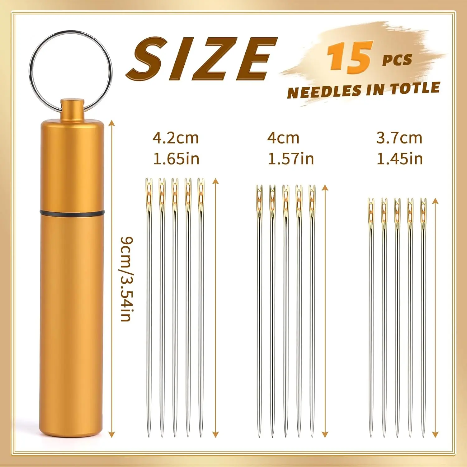 Agujas de roscado automático Agujas de acero inoxidable de fácil roscado para coser a mano con un tubo de metal para almacenar accesorios hechos a mano