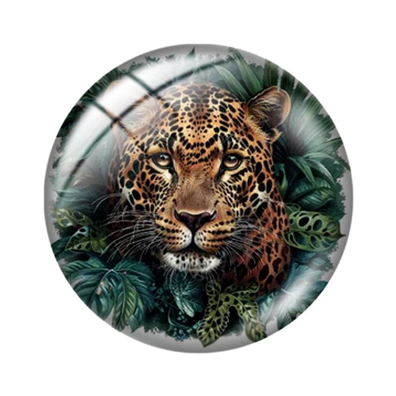 Leopard in the Jungle 10pcs 12mm/18mm/20mm/25mm Round photo glass cabochon demo flat back Making findings