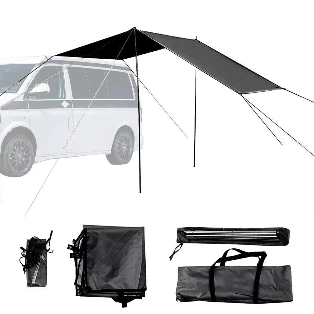 440x200cm Outdoor Awning Waterproof UV Rain Canopy for Garden Pool Patio Camping Car Side Shelter Sun Shade Car Roof Top Tent