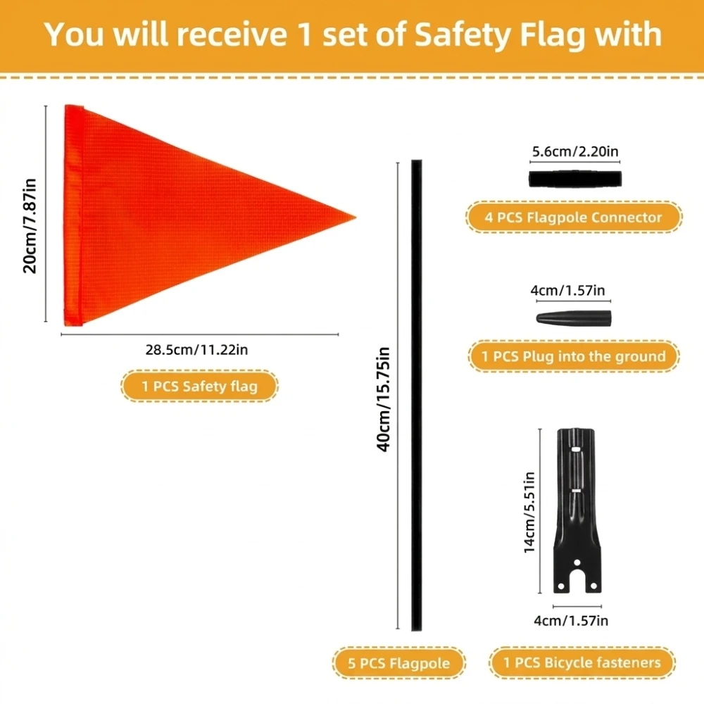 Children Cycling Safety Flag Fiberglass Pole Pvc Material Warning Banner For Kids Bicycle Rear Visibility Gear