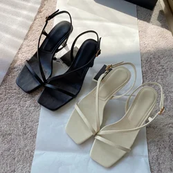 Customized Soft Goatskin Heeled Minimalist Sandals Womens Shoes