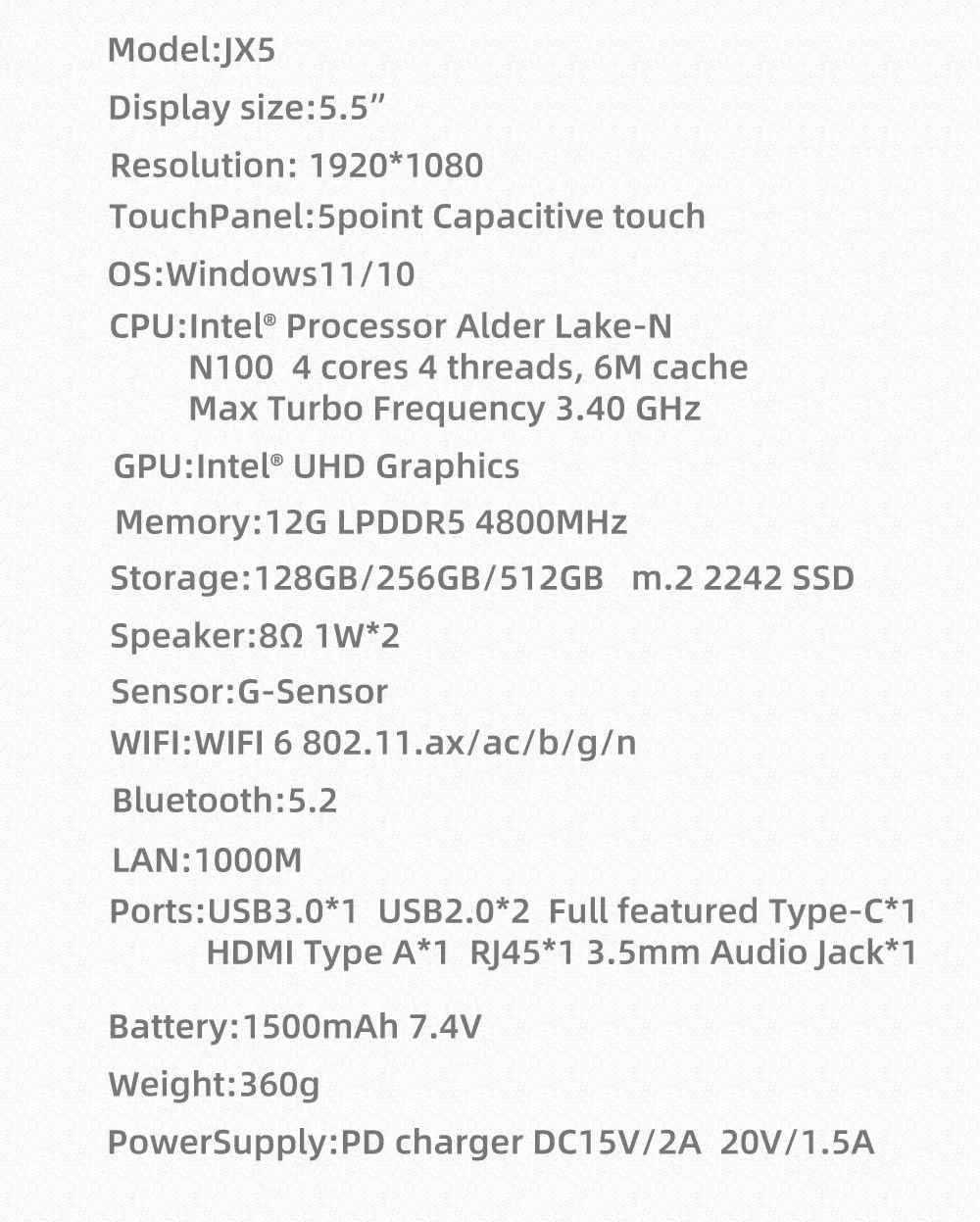 جسم معدني SZBOX JX5 Alder Lake N100 Pocket MINI PC WIFI6 BT5.2 Windows 11 DDR5 12GB 512GB كمبيوتر طاولة صغير HD Type-C شاشة مزدوجة