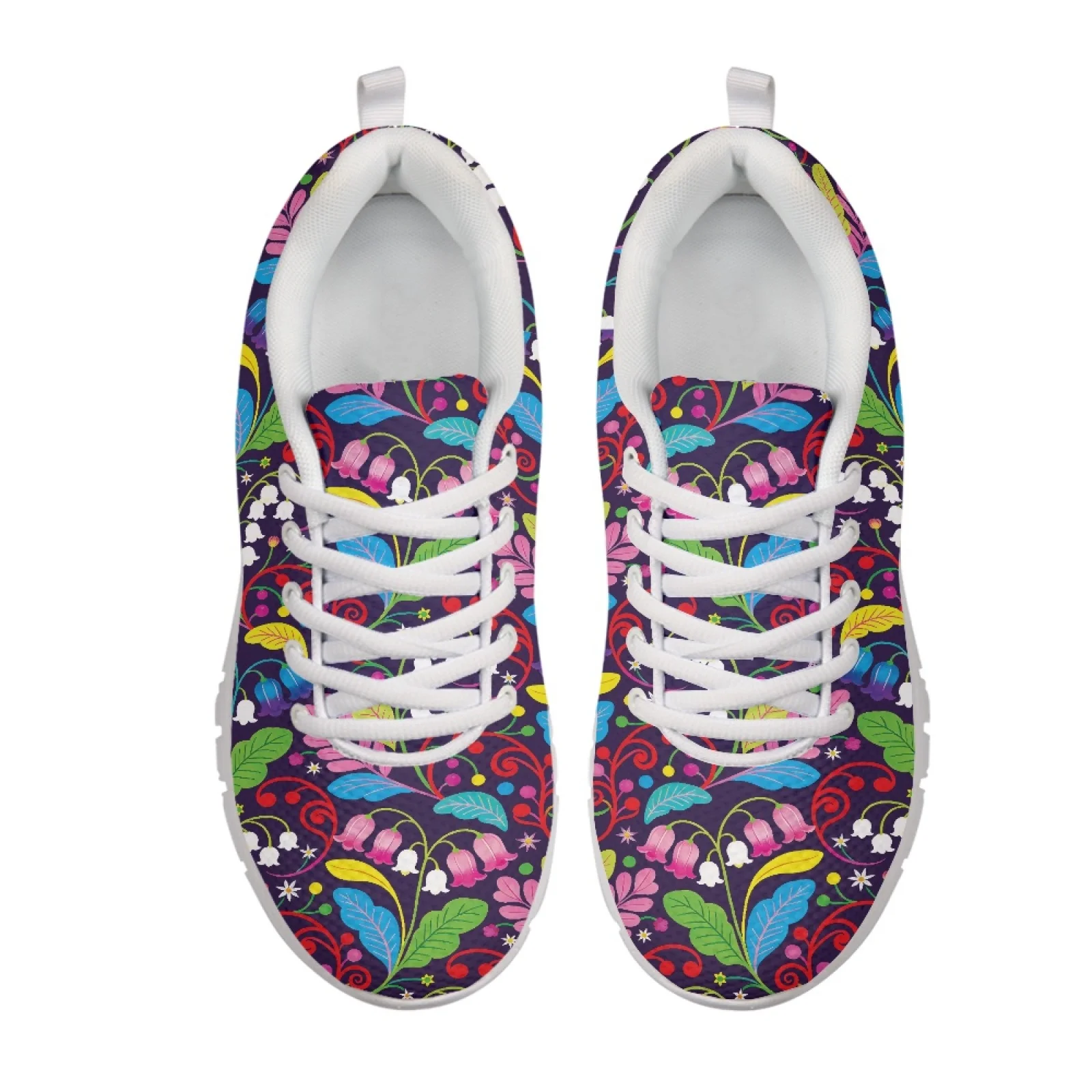 Coloranimal Lace Up Anti-Slip Jogging Shoes for Women Men's Walking Sneakers for Travel Flower Bee Pattern