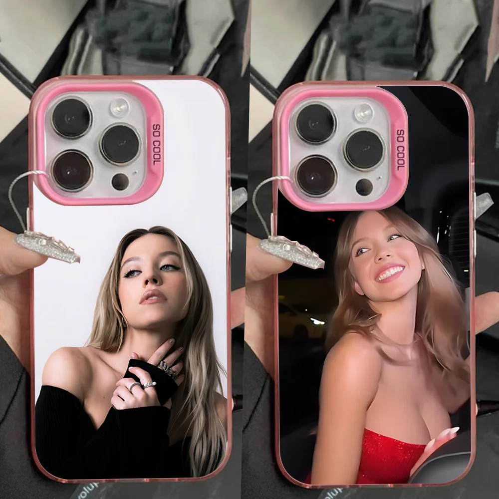 

S-Sydney Actress Sweeney Phone Case For iPhone 16,15,14,13,12,11,Pro,Max,Plus,Mini,XS,SE Anti Fall Pink Matte Hard Bumper