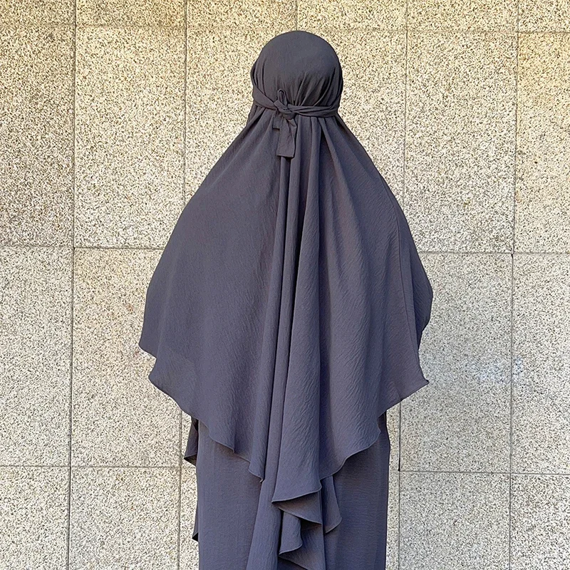 Long tiens imar 1 Couche Crêpe Hijab pour Femmes Musulmanes, Vêtements du Ramadan Islam, tiens imars, Écharpe de Prière, Niqab au Dos, Sans Robe