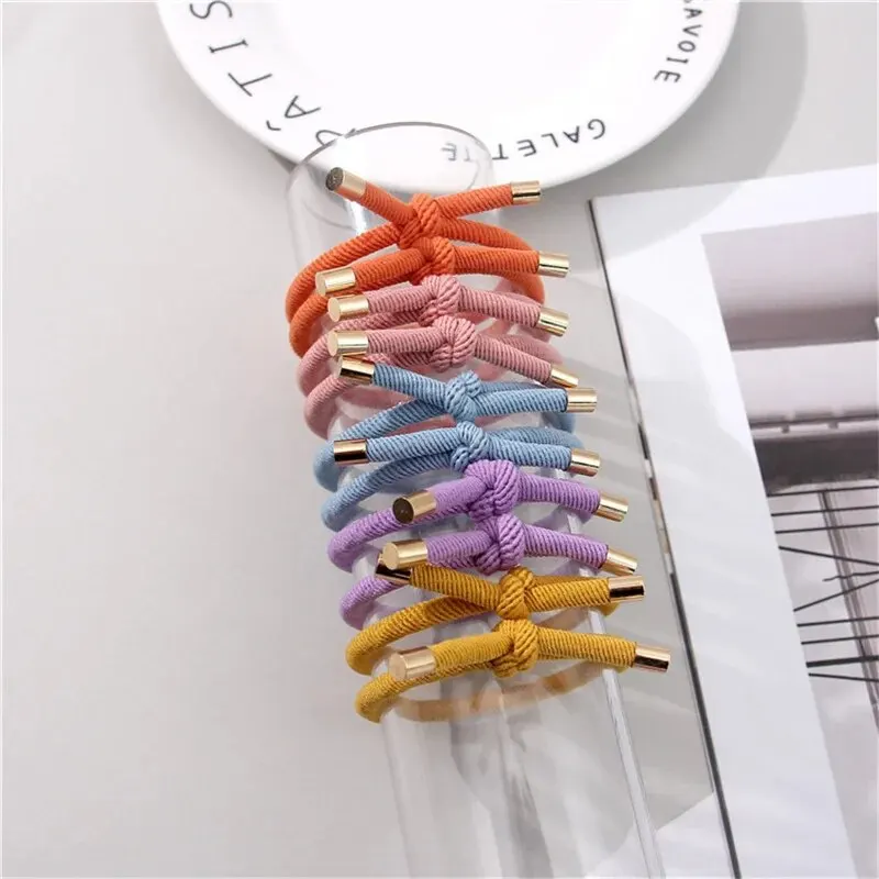 10 Pieces of Copper Buckle Knot High Elastic Hair Band Hair Rope Ring Elastics Scrunchies Ponytail Holders Hair Accessories