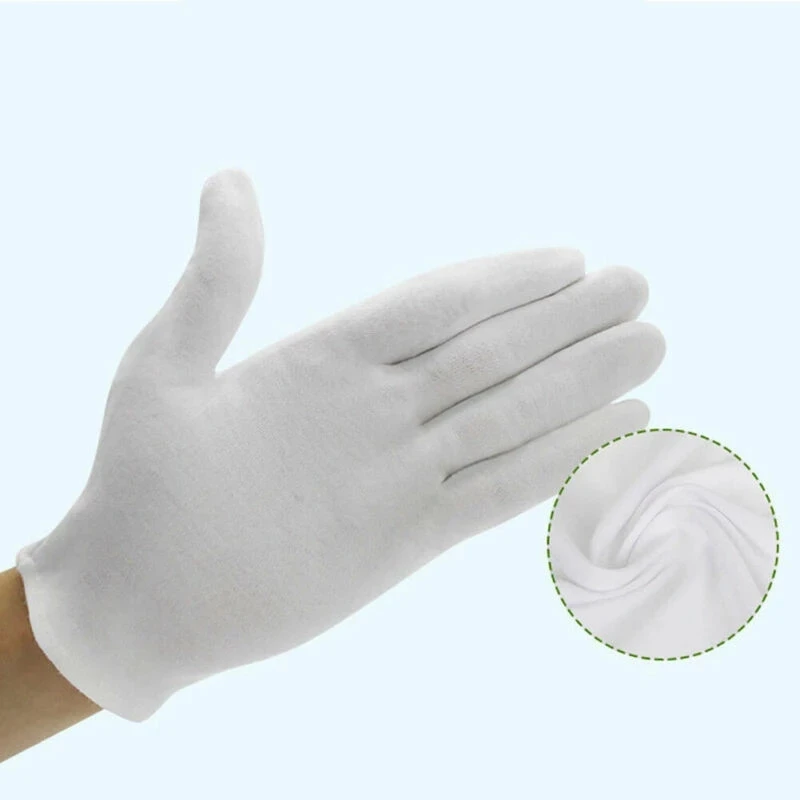 24PCS White Gloves 12 Pairs Soft Cotton Gloves Coin Jewelry Silver Inspection Gloves Stretchable Lining Glove