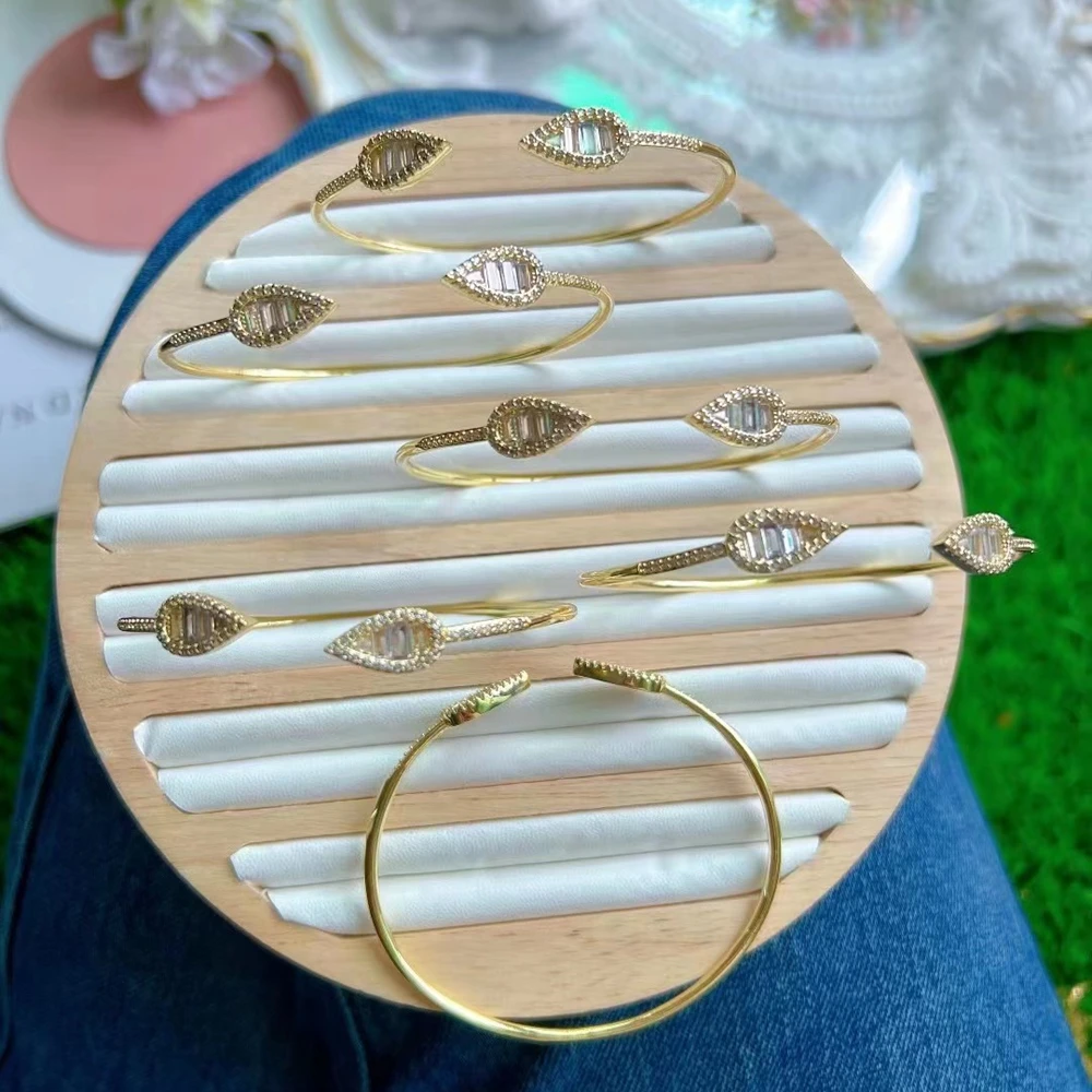 

3 шт., модные ювелирные изделия, браслет для вечеринки, браслеты с фианитом и листьями, регулируемый открывающийся браслет, браслеты для женщин, подарок для девочек