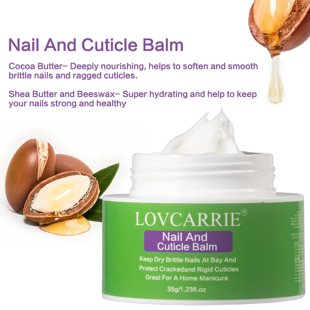 LOVCARRIE 35g Organic Nail Cuticle Balm Nail Care Cream Shea Butter Vitamin-Rich Protect Cracked Rigid Cuticle Nail Strengthener