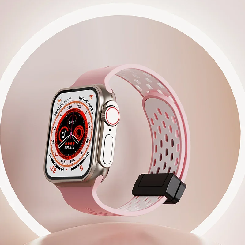 Correa magnética para Apple Watch Ultra 2, pulsera de silicona de 49mm para iWatch Series 8 se 7 6 5 44mm 45mm 41mm 40mm 42mm 38mm