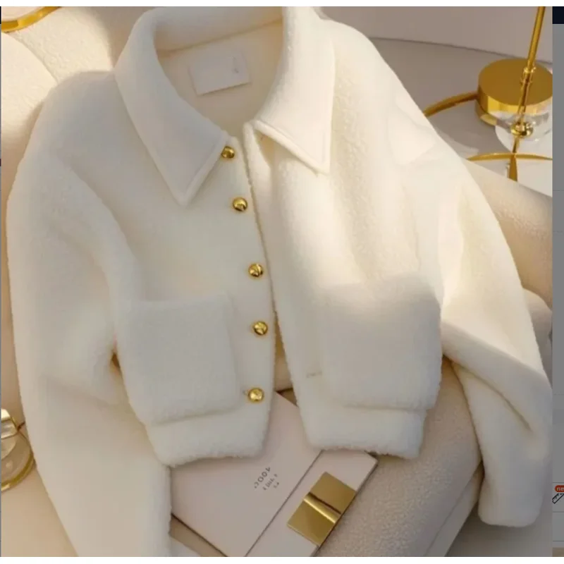 

Lambwool Coat Women's New Integrated Thickened Warm High-end Jacket Top